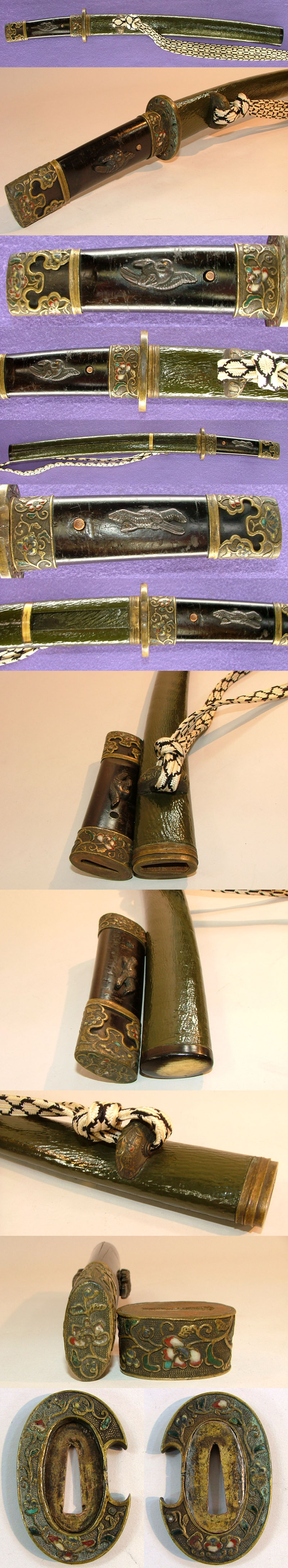 皺革包青漆塗鞘小さ刀拵 Picture of parts