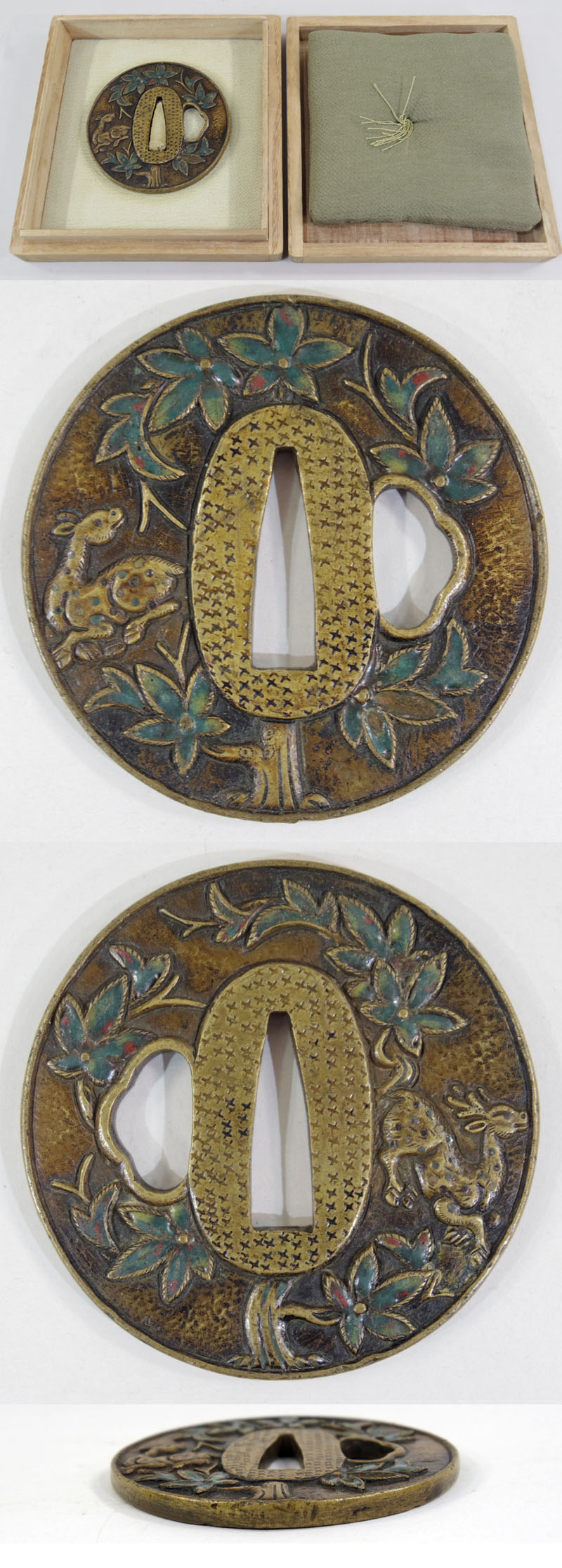 楓樹に鹿図鍔　無銘　長崎七宝 Picture of parts