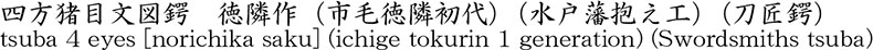 tsuba 4 eyes [norichika saku] (ichige tokurin 1 generation) (Swordsmiths tsuba) Name of Japan