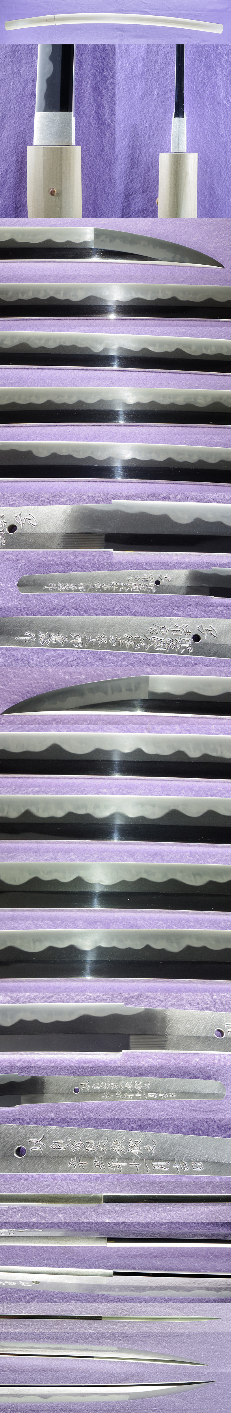 刀　現代刀 肥後國八代住赤松太郎兼裕作　写清麿 (新作刀)　　       以自家製鉄鍛之 辛丑年十一月吉日 Picture of parts