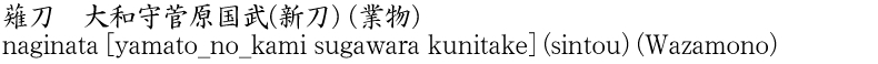 naginata [yamato_no_kami sugawara kunitake] (sintou) (Wazamono) Name of Japan