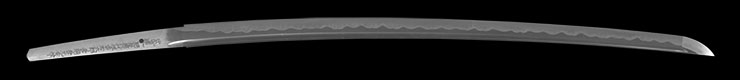 katana [bushidou higo-koku yatsushiro-ju akamatsu tarou kanetsugu kanemitsu collaboration use homemade iron REIWA 4] (A parent-child collaboration between Kanesada and Mitsuhiro) (shinsakutou new sword) Picture of blade