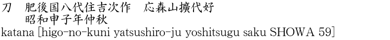 katana [higo-no-kuni yatsushiro-ju yoshitsugu saku SHOWA 59] Name of Japan