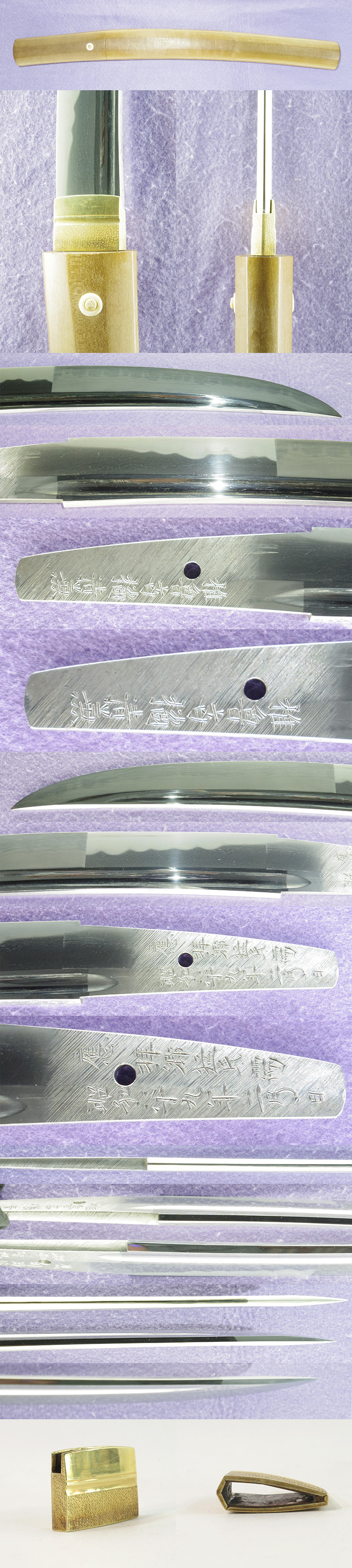 短刀　椎魯斉橘清兼 (筒井清一) (おそらく造り)　　　応拝郷猛氏需　　　昭和四十九年二月日 Picture of parts