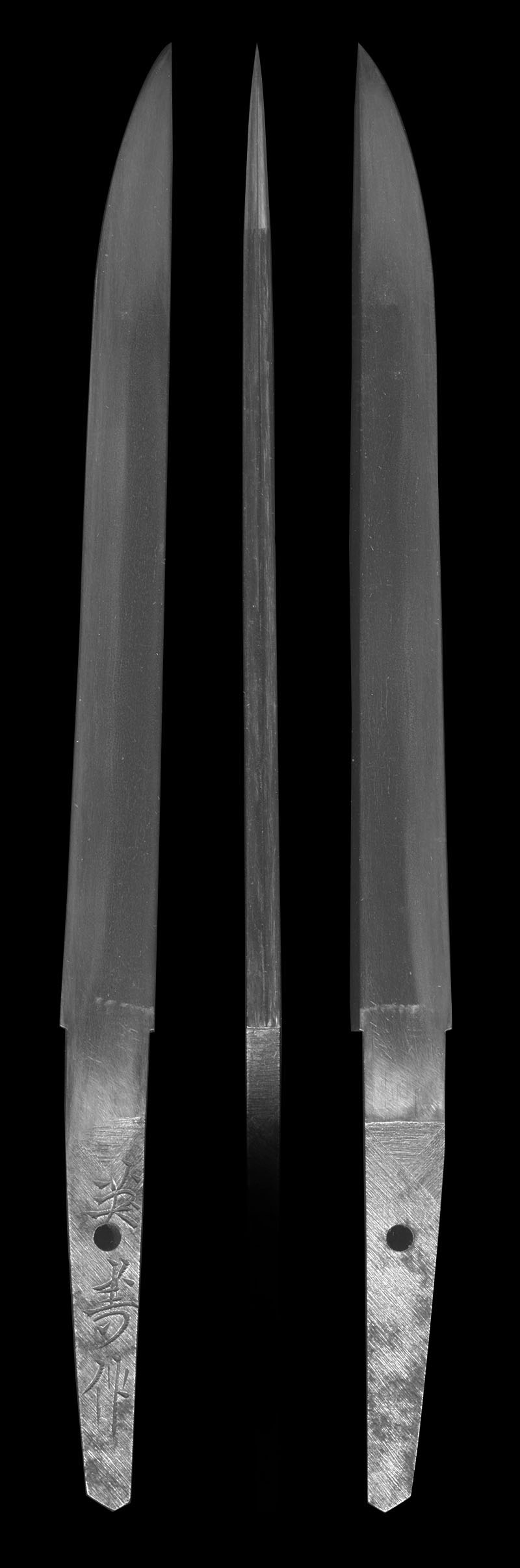 短刀 英寿作 (鶴図黒塗鞘短刀合口拵付き)Picture of whole