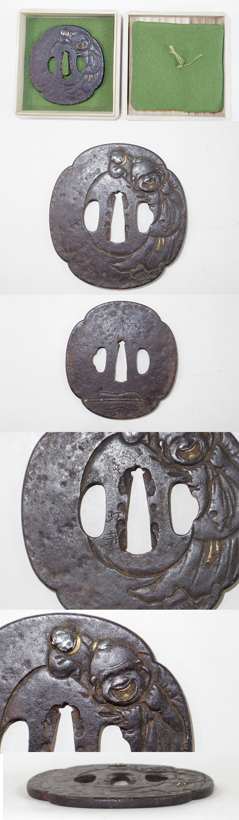 布袋唐子図鍔(鐔)　政親 Picture of parts