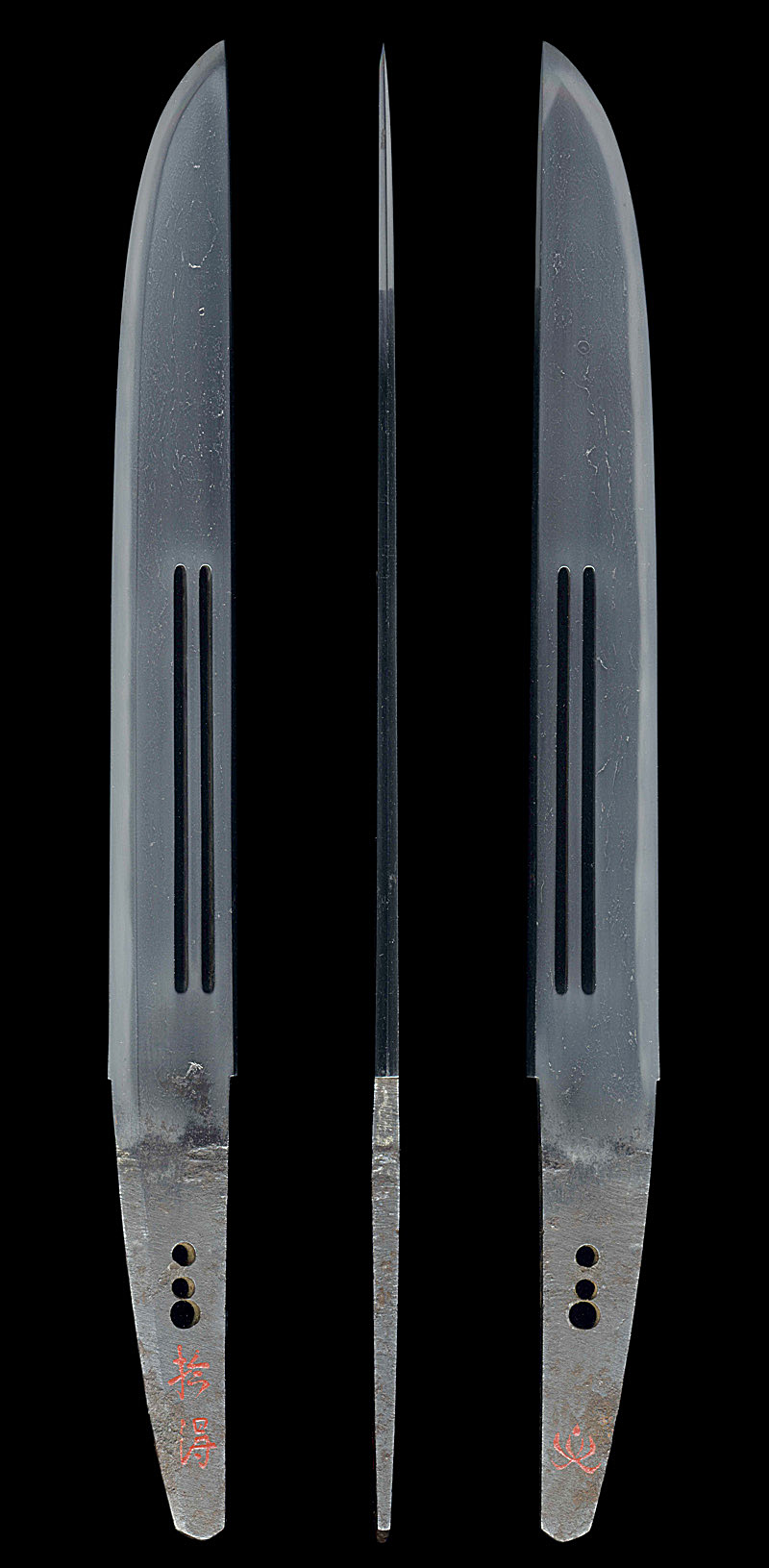 短刀 (越前下坂) (欄間透) 拾得(朱書) (蓮台文)Picture of whole