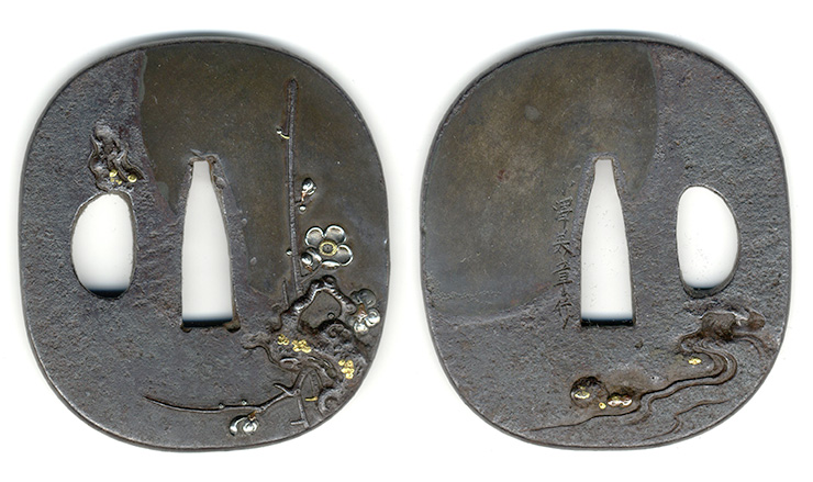 tsuba Plum tree under the moon　[ozawa yoshiaki　saku] Picture